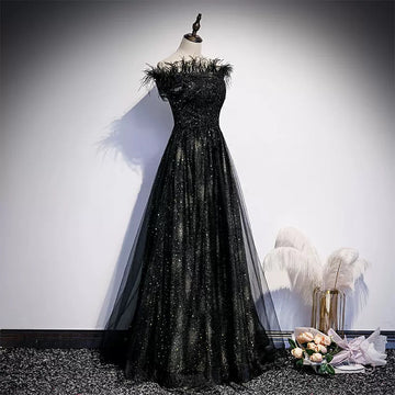 Off the Shoulder Black Prom Dresses Sexy Evening Dress HZ1023